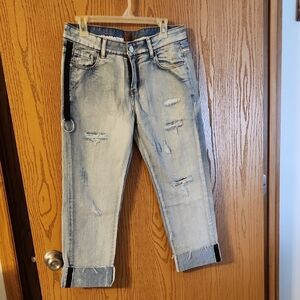 POL Blue Cropped Distressed Jeans